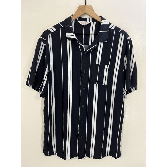 Camp Shirt L Rockabilly Lounge Striped Elvis Resort Retro Rock Casual Mod Dad - Picture 1 of 13